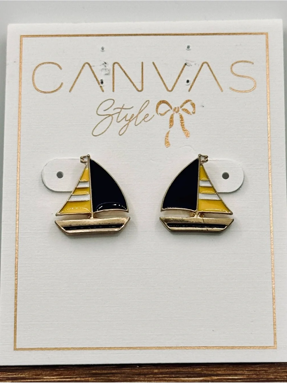 Sailboat Stud Earrings in Black and Yellow
